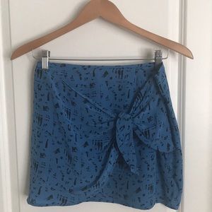 Cobalt blue geometric silk skirt